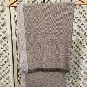 Monograph Herringbone Taupe Beige Scarf 12x75 Soft Woven Minimalist Style